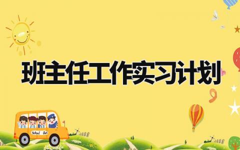 班主任工作实习计划 班主任实习具体工作安排 (3篇)