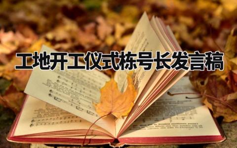 工地开工仪式栋号长发言稿 项目部开工第一次发言 (3篇)