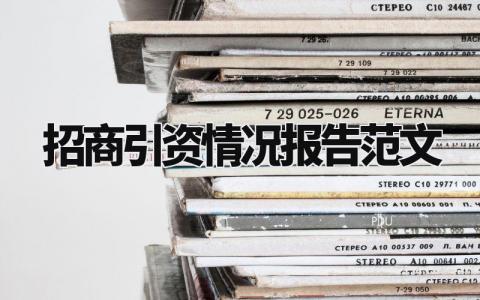 招商引资情况报告范文大全 招商引资范本内容模板 (13篇)