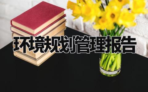 环境规划管理报告范文 环境规划工作管理总结报告模板