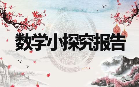 数学小探究总结报告范文 数学课题研究总结汇报合集