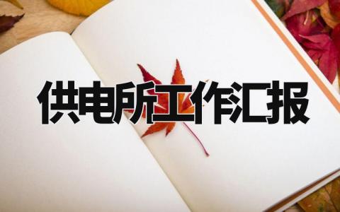供电所工作汇报 供电所主要工作完成情况汇报 (6篇)