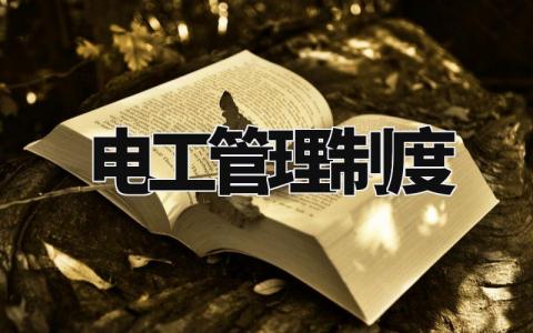 电工管理制度 电工安全规章制度内容 (8篇)