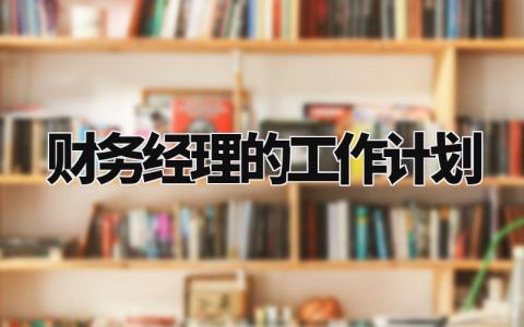 财务经理的工作计划 财务经理工作规划与展望 (3篇)