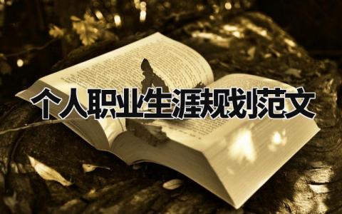 个人职业生涯规划范文 个人未来职业生涯规划书实用模板