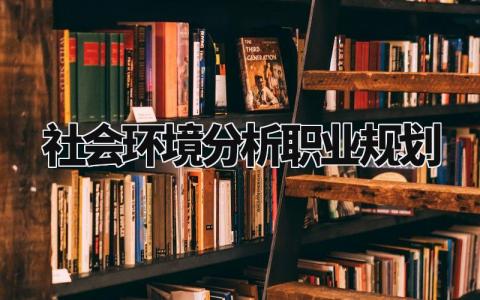 社会环境分析职业规划范文 社会环境分析规划书合集