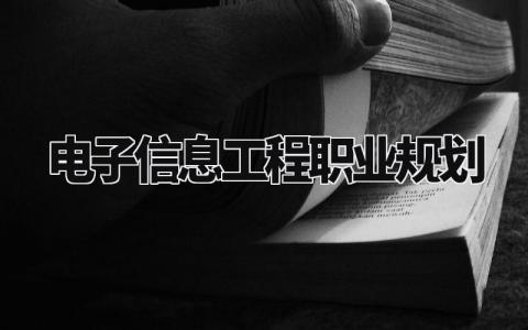电子信息工程职业规划范文 电子信息专业职业规划书模板