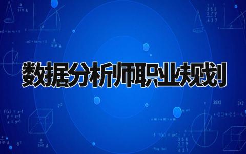 数据分析师职业规划范本 数据分析师的未来职业规划
