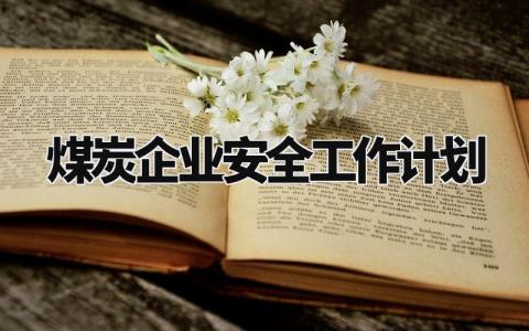煤炭企业安全工作计划怎么写 煤炭企业的安全工作计划内容
