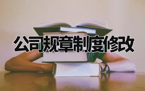 公司规章制度修改范本 公司规章制度总结汇编