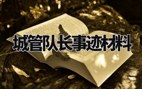 城管队长事迹材料范文大全 城管队长的主要事迹模板