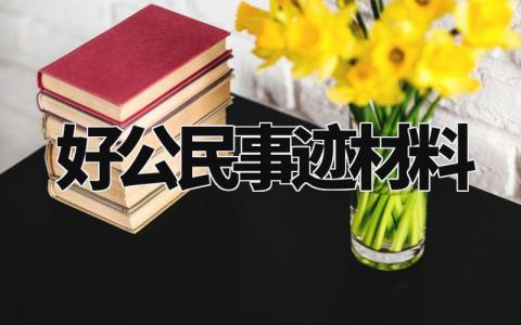 好公民事迹材料范文 好公民的表现怎么写 (3篇)