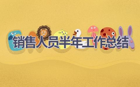 销售人员半年工作总结范文(18篇）