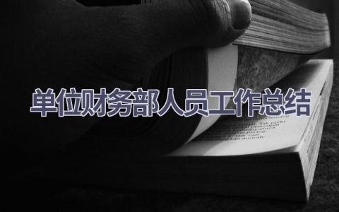 单位财务部人员工作总结范文(11篇）