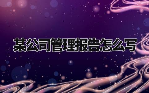 公司管理报告怎么写 企业管理总结报告精选范文