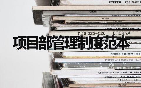 项目部管理制度范本内容 项目部管理制度大全