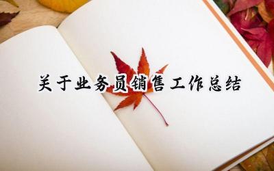 关于业务员销售工作总结(20篇）