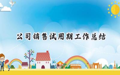 公司销售试用期工作总结(13篇）
