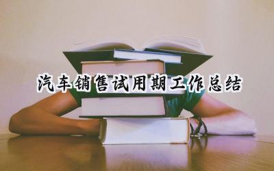 汽车销售试用期工作总结(10篇）