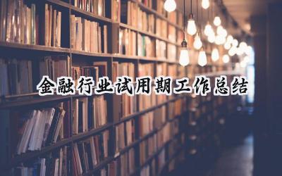 金融行业试用期工作总结(8篇）