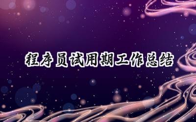 程序员试用期工作总结(15篇）