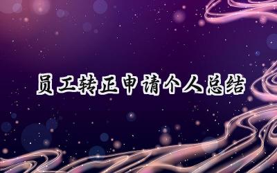 员工转正申请个人总结(15篇）