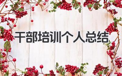 干部培训个人总结 干部培训学习个人总结