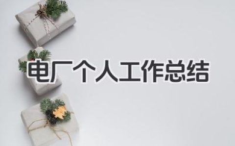 电厂个人工作总结 发电厂个人工作回顾与反思​