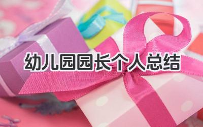 幼儿园园长个人总结 幼儿园园长工作小结