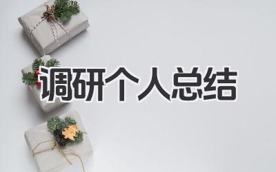 调研个人总结 调研工作总结