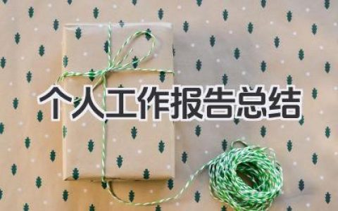 个人工作报告总结 工作报告总结