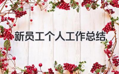新员工个人工作总结 新员工工作总结