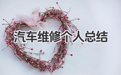 汽车维修个人总结 汽车维修工作小结