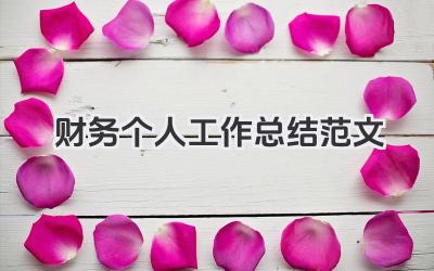 财务个人工作总结范文 财务个人工作总结范例