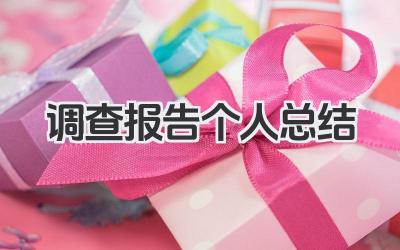 调查报告个人总结 调查报告个人小结