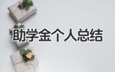 助学金个人总结 助学金个人小结​