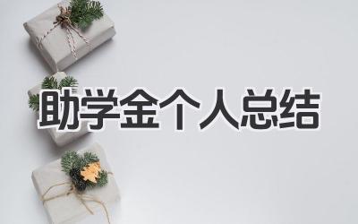 助学金个人总结 助学金个人小结
