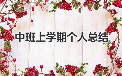 中班上学期个人总结 中班上学期个人小结