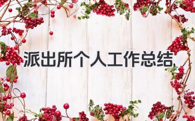 派出所个人工作总结 派出所个人工作回顾​