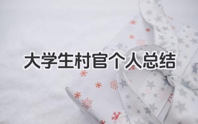 大学生村官个人总结 大学生村官个人工作回顾