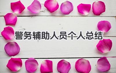 警务辅助人员个人总结 警务辅助人员个人工作情况总结