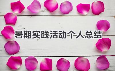 暑期实践活动个人总结 暑期实践活动参与个人总结