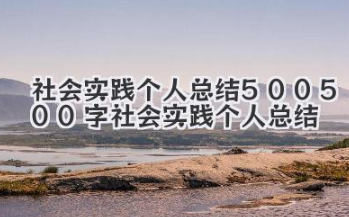 社会实践个人总结500 500字社会实践个人总结